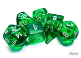 CHESSEX - Dados Poliédricos Traslucent Green/White - Gamesmart